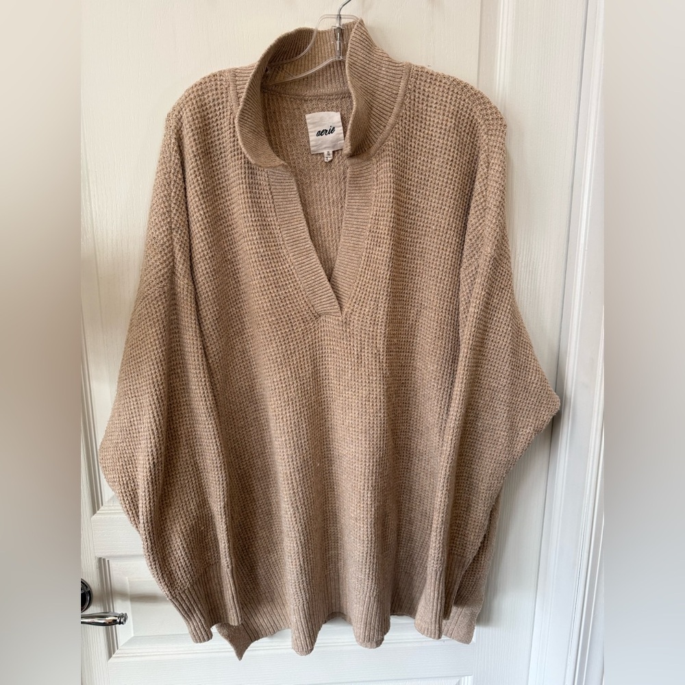 Aerie Women's Cowl Neck Sweater in Tan